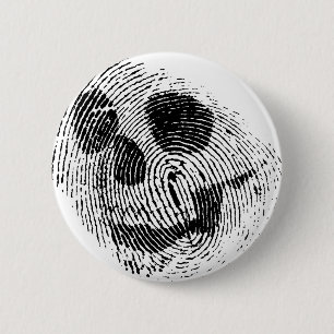 Badge Rond 5 Cm Crâne d'empreinte digitale