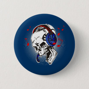Badge Rond 5 Cm Crâne du DJ