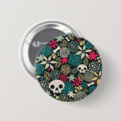 Badge Rond 5 Cm Crâne en fleurs (Devant & derrière)