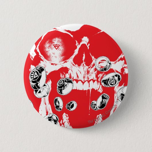 Badge Rond 5 Cm Crâne et anneaux - rouge (Devant)