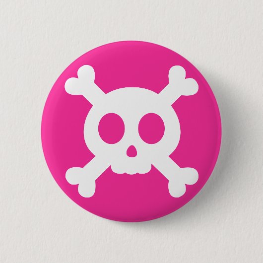 Badge Rond 5 Cm Crâne et bouton d'os croisés (Devant)