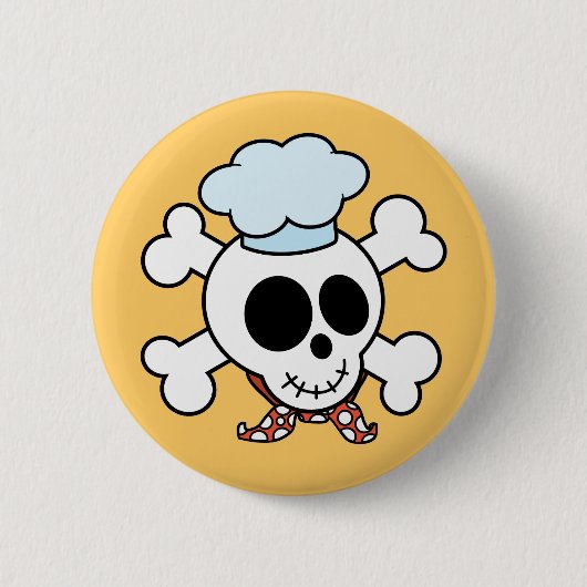 Badge Rond 5 Cm Crâne et chef drôles d'os croisés (Devant)