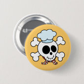 Badge Rond 5 Cm Crâne et chef drôles d'os croisés (Devant & derrière)