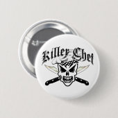 Badge Rond 5 Cm Crâne et couteaux croisés 2 de chef de chef (Devant & derrière)