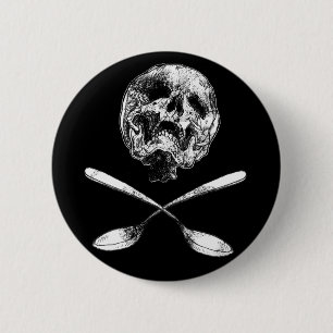 Badge Rond 5 Cm Crâne et cuillères