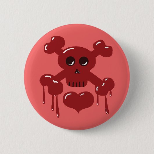 Badge Rond 5 Cm Crâne et os croisés (Devant)