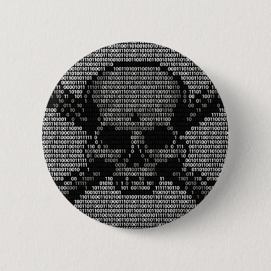 Badge Rond 5 Cm Crâne et os croisés de code binaire (Devant)