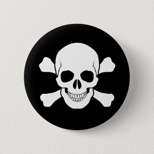 BADGE ROND 5 CM CRÂNE ET PIN D'OS CROISÉS (Devant)