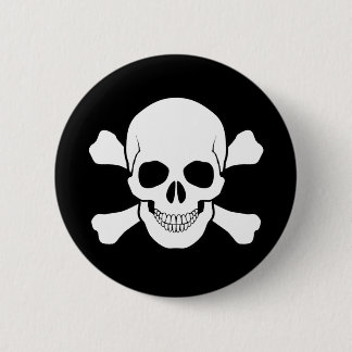 BADGE ROND 5 CM CRÂNE ET PIN D'OS CROISÉS