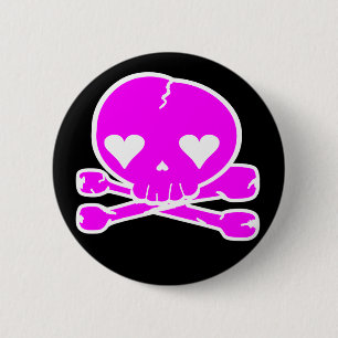 Badge Rond 5 Cm Crâne Étrange Style Kawaii Gothique