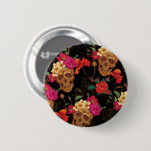 Badge Rond 5 Cm crâne floral (Devant & derrière)