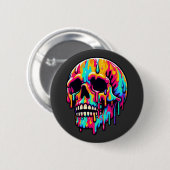 Badge Rond 5 Cm Crâne fondu dynamique (Devant & derrière)