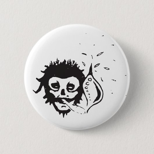 Badge Rond 5 Cm crâne fumant (Devant)