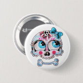 Badge Rond 5 Cm Crâne Girly (Devant & derrière)