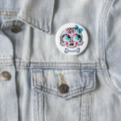 Badge Rond 5 Cm Crâne Girly (En situation)
