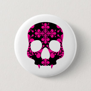 Badge Rond 5 Cm Crâne girly de Fanged