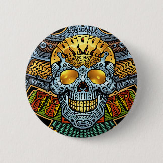 Badge Rond 5 Cm Crâne gothique avec des armes à feu et des balles