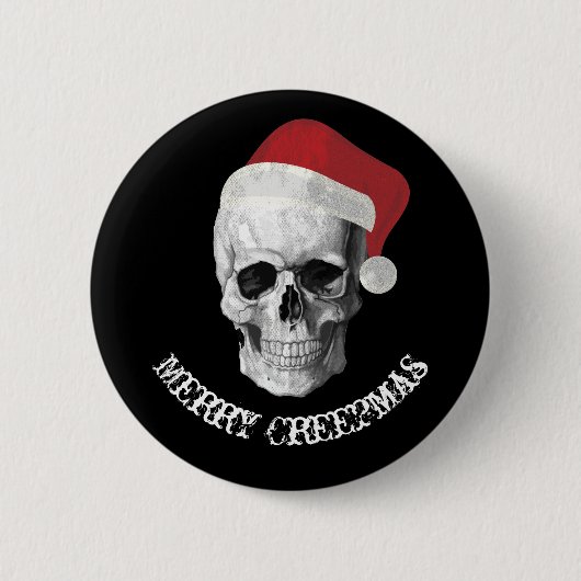 Badge Rond 5 Cm Crâne grunge Père Noël (Devant)