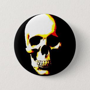 Badge Rond 5 Cm Crâne Imaginaire Art Rock Punk