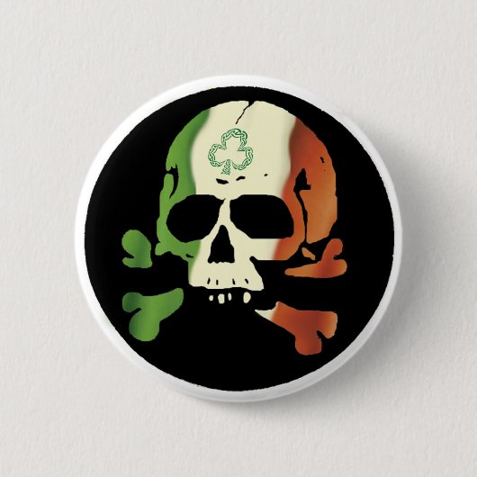 Badge Rond 5 Cm Crâne irlandais de drapeau (Devant)