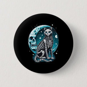 Badge Rond 5 Cm Crâne - Kitty Skeleton Idée de costume d'Halloween