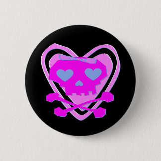 BADGE ROND 5 CM CRÂNE MIGNON ET GIRLY D'EMO