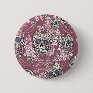Badge Rond 5 Cm Crâne mûr doux sucré de sucre