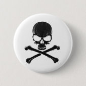 Badge Rond 5 Cm Crâne noir/Crossbone (Devant)