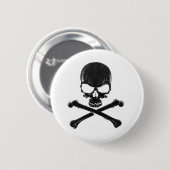 Badge Rond 5 Cm Crâne noir/Crossbone (Devant & derrière)
