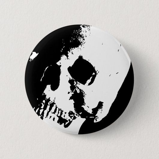 Badge Rond 5 Cm Crâne noir et blanc (Devant)