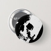 Badge Rond 5 Cm Crâne noir et blanc (Devant & derrière)
