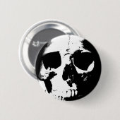 Badge Rond 5 Cm Crâne noir et blanc (Devant & derrière)