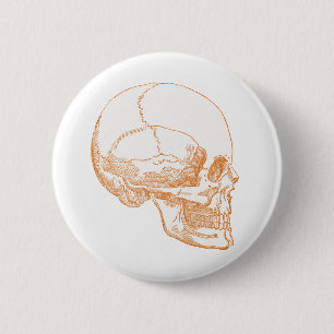 Badge Rond 5 Cm crâne orange