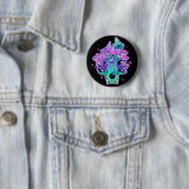 Badge Rond 5 Cm Crâne psychédélique (En situation)