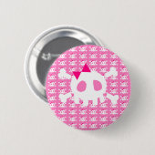 Badge Rond 5 Cm Crâne punk rose Girly (Devant & derrière)