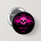 Badge Rond 5 Cm Crâne rose (Devant & derrière)