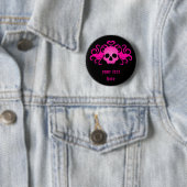 Badge Rond 5 Cm Crâne rose (En situation)