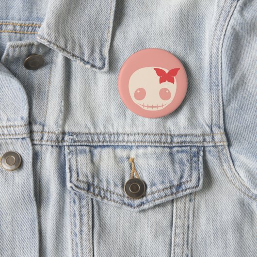 Badge Rond 5 Cm Crâne rose mignon (En situation)
