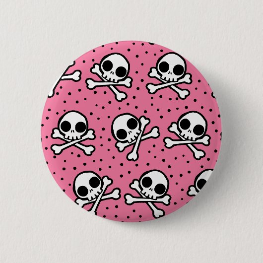 Badge Rond 5 Cm Crâne rose mou (Devant)