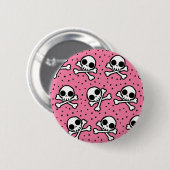 Badge Rond 5 Cm Crâne rose mou (Devant & derrière)