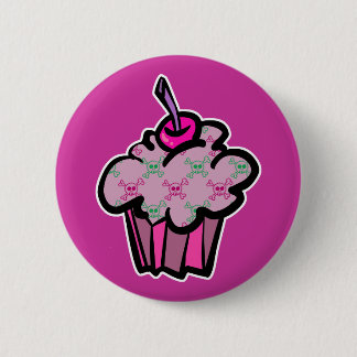 Badge Rond 5 Cm crâne rose punk arêtes cupcake