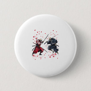 Badge Rond 5 Cm Crâne Samurai Duel