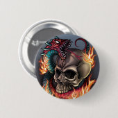 Badge Rond 5 Cm Crâne + Serpent (Devant & derrière)