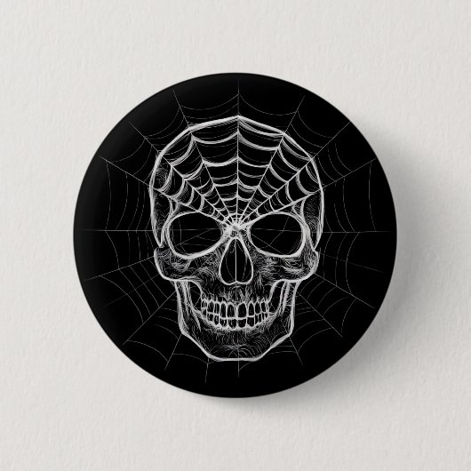 Badge Rond 5 Cm Crâne Spiderweb (Devant)