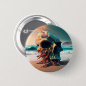Badge Rond 5 Cm Crâne sur la plage (Devant & derrière)