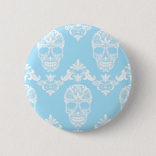 Badge Rond 5 Cm crâne victorien bleu (Devant)