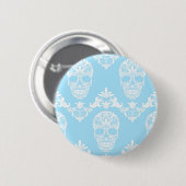 Badge Rond 5 Cm crâne victorien bleu (Devant & derrière)