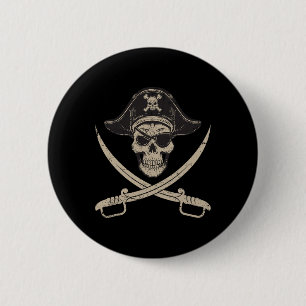 Badge Rond 5 Cm Crâne vintage Pirate Et Crossbones Dernière Minute