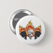Badge Rond 5 Cm Crânes enflammés (Devant & derrière)