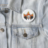 Badge Rond 5 Cm Crânes enflammés (En situation)